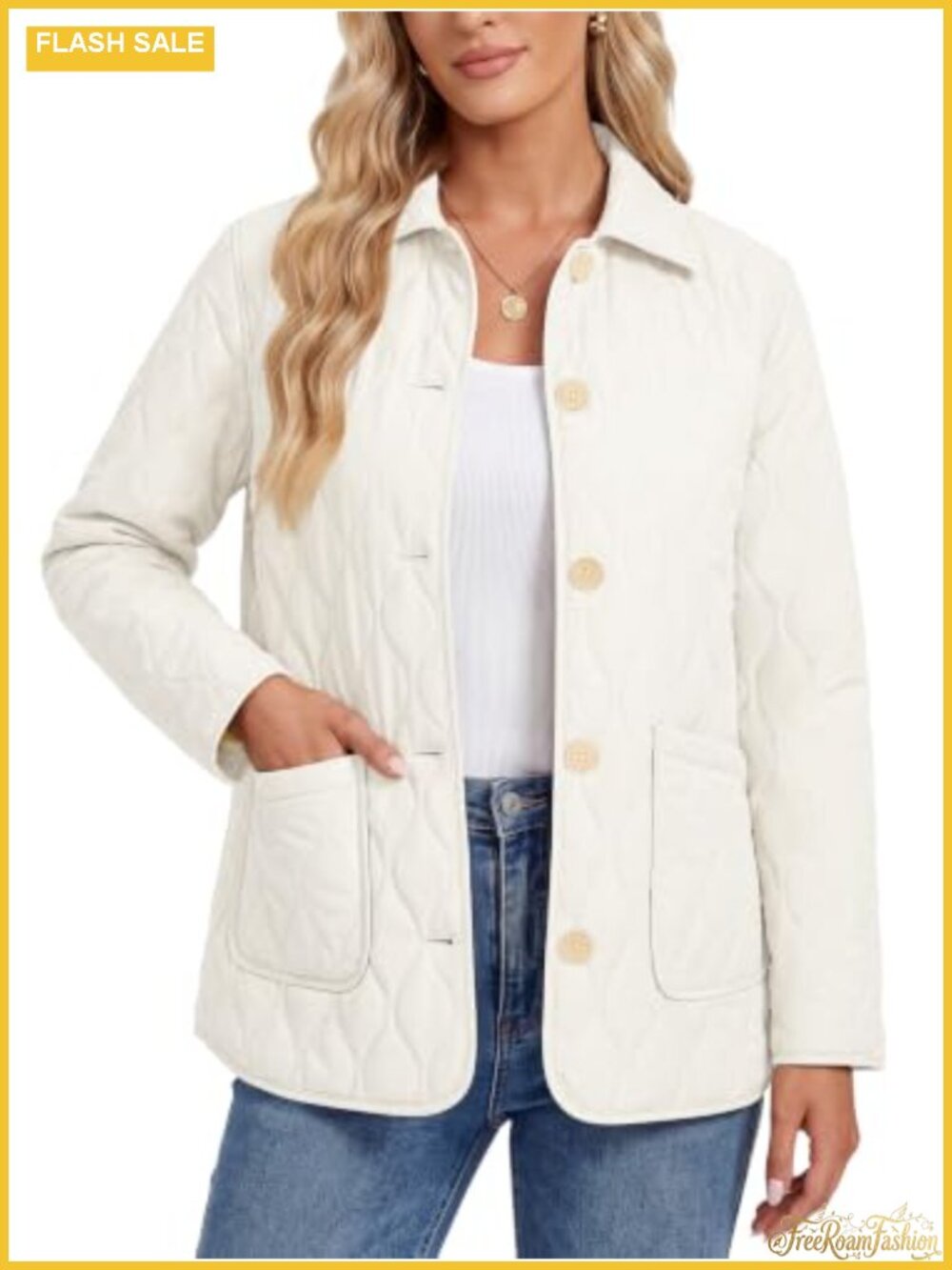 Women's Lightweight Quilted Puffer Jacket Button Down Collared Fall Winter Coat